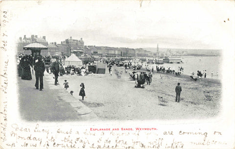 Early 1900s postcard of Esplanade and Sands, Weymouth, Dorset