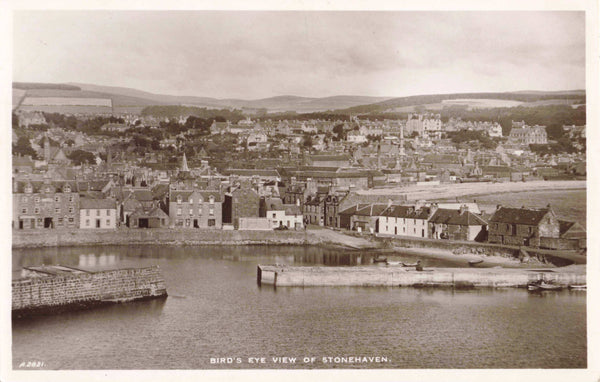 BIRD'S EYE VIEW OF STONEHAVEN, OLD REAL PHOTO POSTCARD