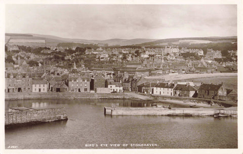 BIRD'S EYE VIEW OF STONEHAVEN, OLD REAL PHOTO POSTCARD