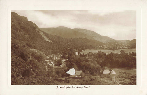 Old real photo postcard of Aberfoyle, looking east