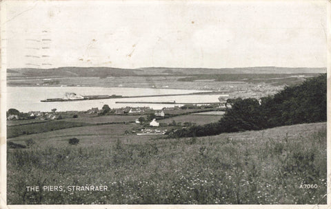 Old postcard of The Piers, Stranraer