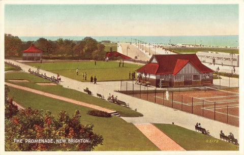 Old postcard of The Promenade, New Brighton, Wirral, Cheshire