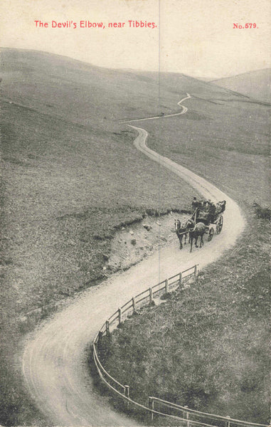 Old postcard of The Devil's Elbow, nr Tibbies