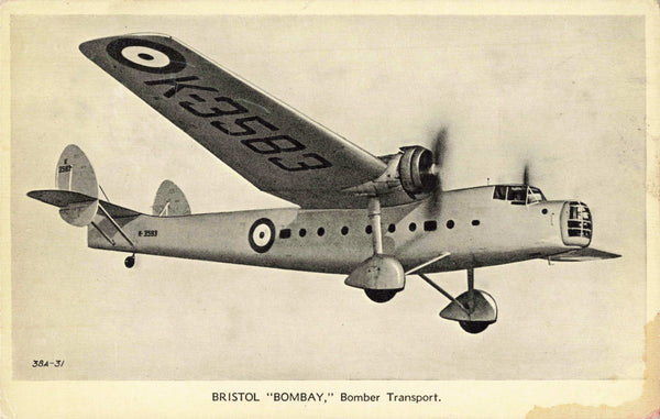 BRISTOL "BOMBAY" BOMBER TRANSPORT OLD AVIATION POSTCARD (ref 7263/24)