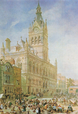 CHESTER TOWN HALL, FROM WATERCOLOUR PAINTING, POSTCARD