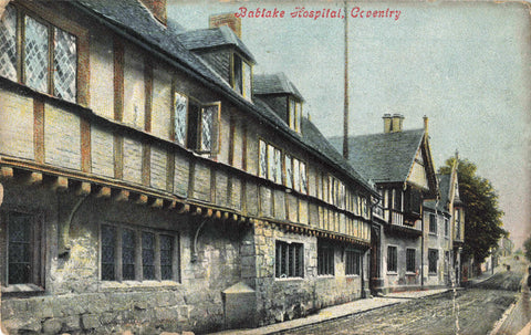 Old postcard of Bablake Hospital in Coventry