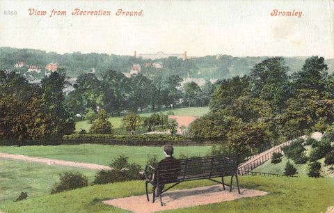 Old posrcard of the View from Recreation Ground, Bromley in Kent