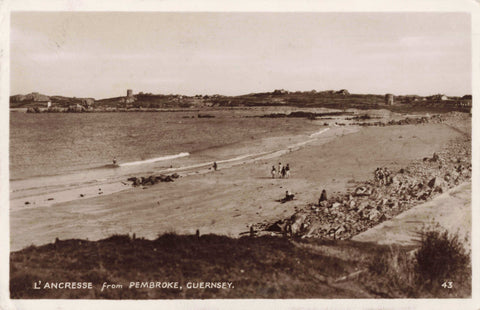 Old real photo postcard of L'Ancresse from Pembroke, Guernsey