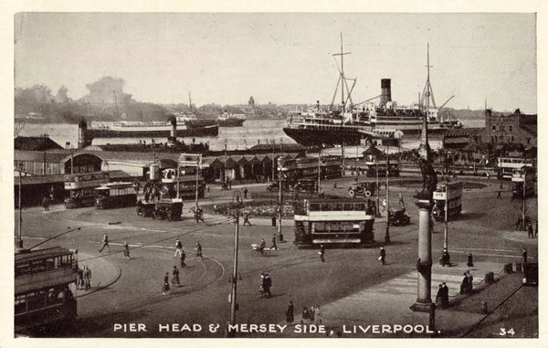 Old postcard titled Pier Head &amp; Mersey Side, Liverpool