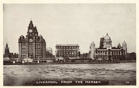 Old postcard of Liverpool from the Mersey, in Lancashire