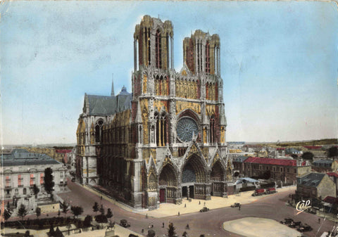 1950s postcard of Reims Cathedral, Marne, France