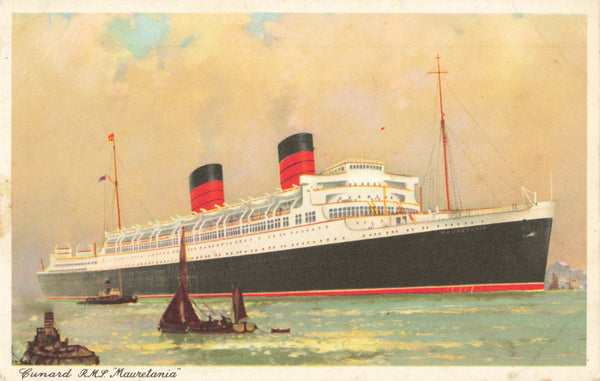 Old postcard of Cunard Ship RMS Mauretania