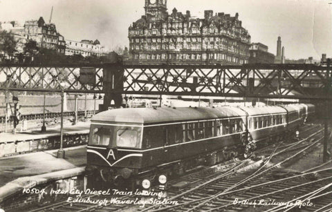 INTER CITY DIESEL TRAIN LEAVING EDINBURGH WAVERLEY STATION, POSTCARD