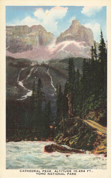 Old postcard of Cathedral Peak, Yoho National Park, Canada