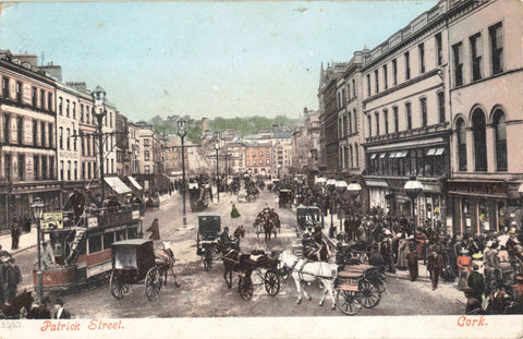 Old postcard of Patrick Street, Cork in Ireland