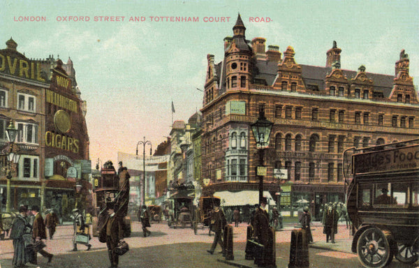 Old postcard of Oxford Street &amp; Tottenham Court Road, London