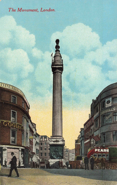 Old postcard of The Monument, London