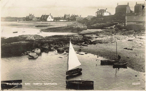 Real photo postcard titled Trearddur Bay, Porth Dafarch - Anglesey