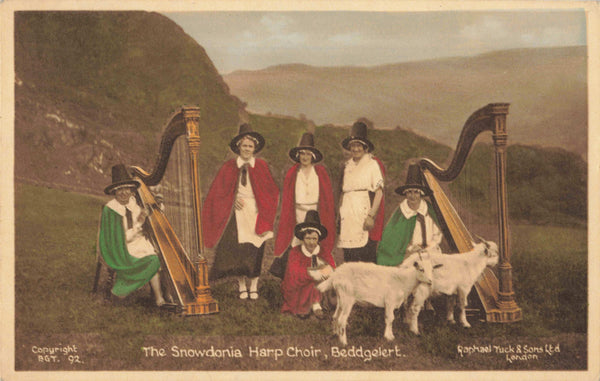 Old postcard  of The Snowdonia Harp Choir, Beddgelert