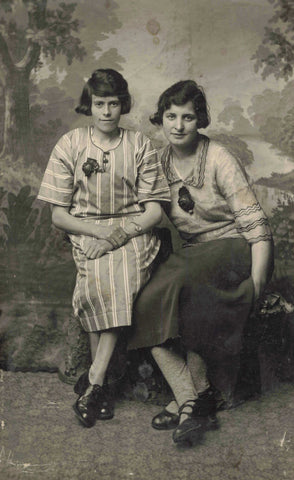 Real photo vintage postcard of two ladies, social history