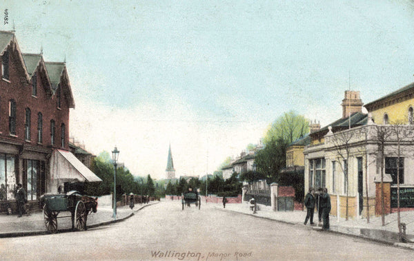 Old postcard of Manor Road, Wallington in Surrey, posted 1911