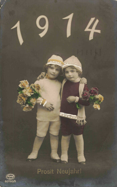 Old German New Year postcard mailed 29 December 1913, welcoming in 1914