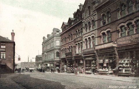 Old postcard of Market Street, Wigan