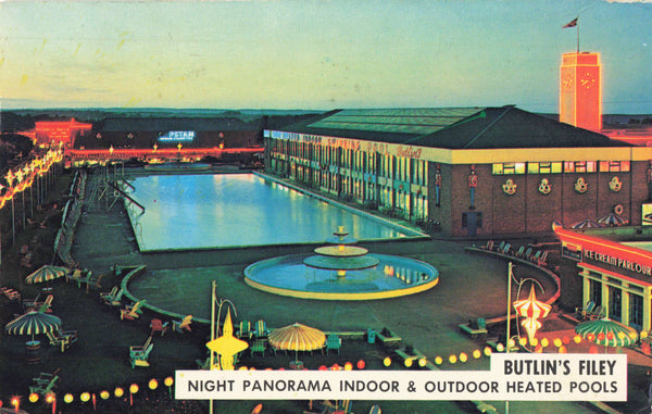 1960s postcard of Butlin's, Filey, the Heated Indoor &amp; Outdoor Pools