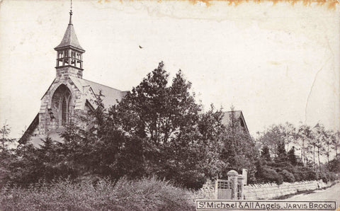 Old postcard of St Michael &amp; All Angels Church, Jarvis Brook in Sussex