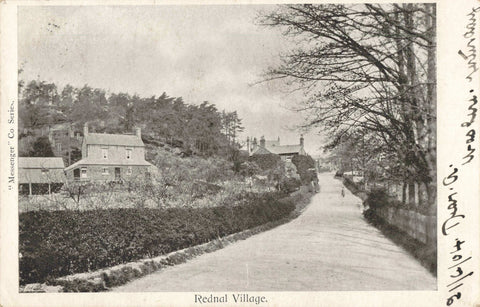 Old postcard of Rednal village, Worcestershire, 1904