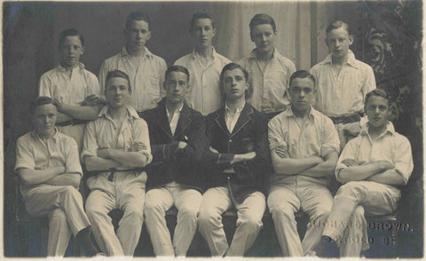 Old real photo postcard of a group of men, could be cricketers in Liverpool