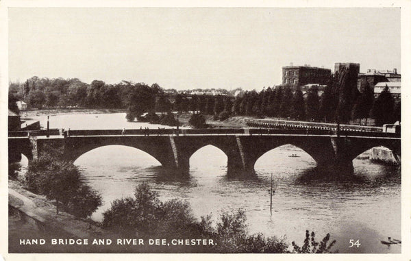 Old postcard of Hand Bridge and River Dee, Chester (known today as Handbridge)