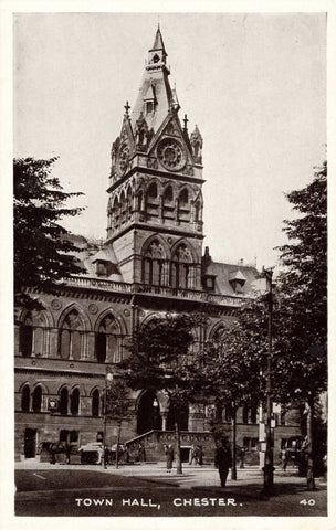 Old postcard of the Town Hall, Chester