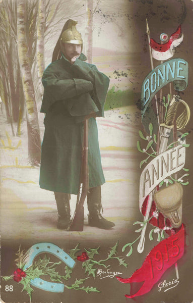 1915 New Year postcard, Bonne Annee, from France in WW1