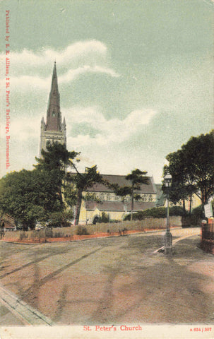 Old postcard of St Peter's Church. Possibly Bournemouth.