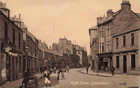 Old postcard of High Street, Galashiels, Scottish Borders