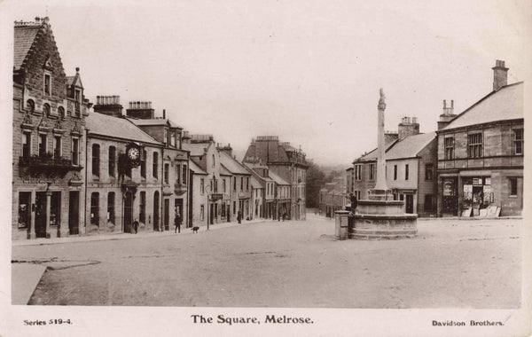 Old real photo postcard of The Square, Melrose in Scotland