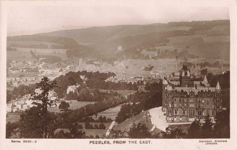 Early 1900s real photo postcard titled Peebles from the East