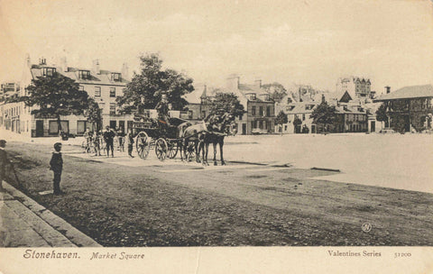 Early 1900s postcard of Market Square, Stonehaven in Aberdeenshire