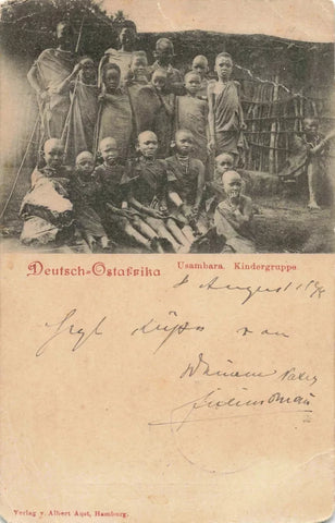 German East Aftrica 1899 postcard  Usambara Kindergruppe