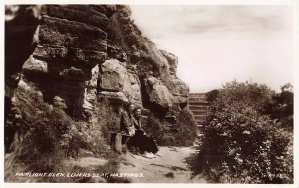 Fairlight Glen Lovers Seat, Hastings postcard