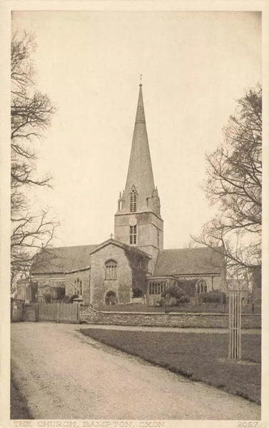 Old postcard of The Church, Bampton in Oxfordshire