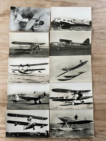 17 old real photo aviation postcards