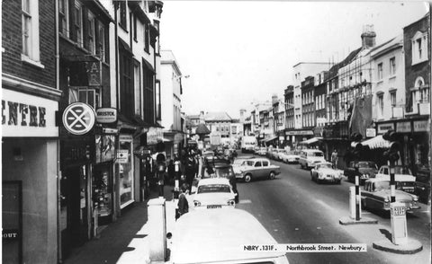 c1960s real photo postcard of Northbrook Street, Newbury in Berkshire