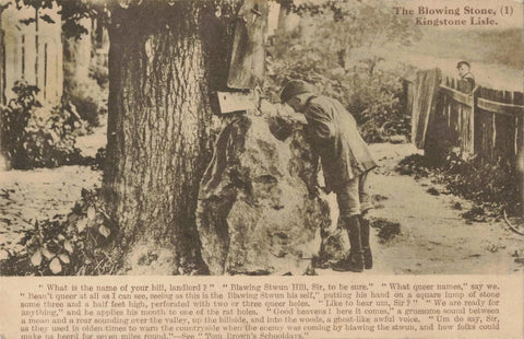 Old postcard of the Blowing Stone, Kingston Lisle, Oxfordshire