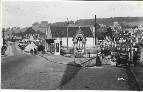 Old real photo postcard of Box in Wiltshire