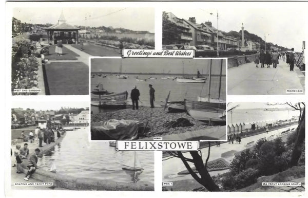 Old real photo postcard of Felixstowe, Suffolk