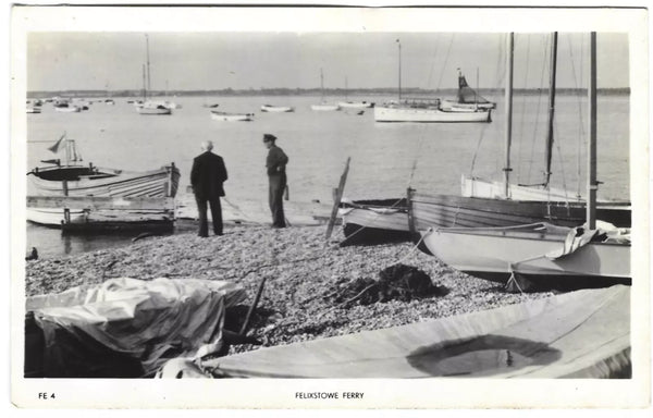 Old postcard of Felixstowe Ferry, Suffolk