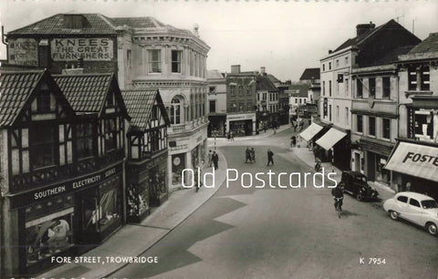 Old real photo postcard of Fore Street, Trowbridge, Wiltshire