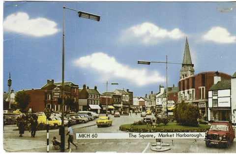 c1960s postcard of The Square, Market Harborough in Leicestershire